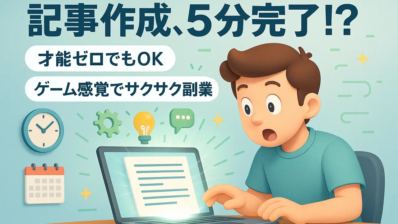 コピペすら不要！記事作成が平均5分で終わる“超時短副業”の秘密